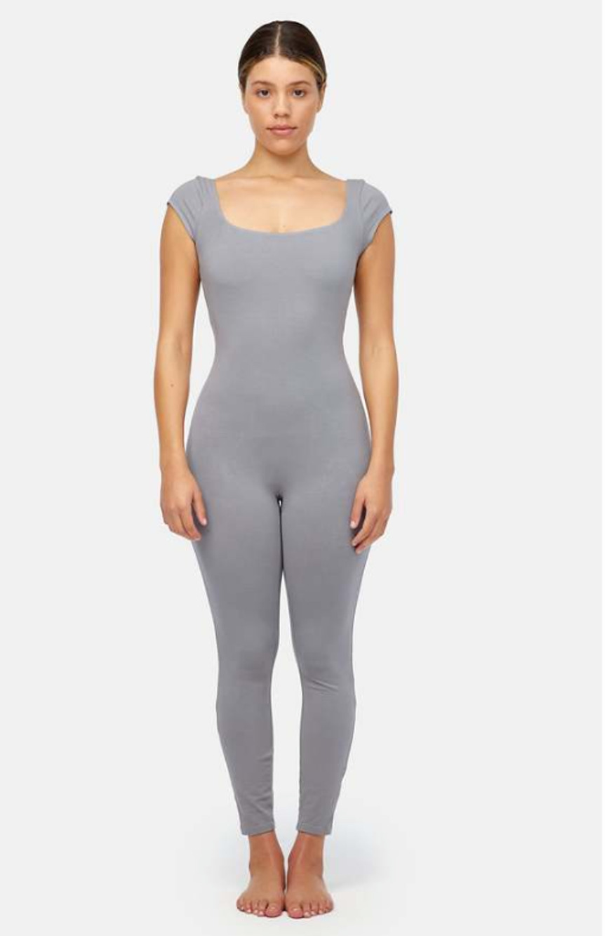 LACAUSA Womens Flow Yoga Gaia Unitard Medium Grey Granite Jumpsuit NWT